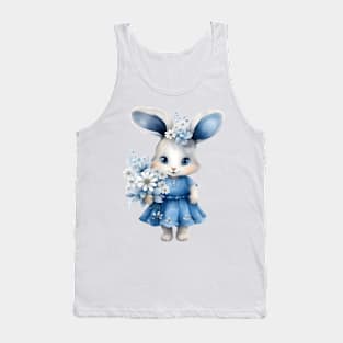 Cute easter bunny girl with flowers Tank Top